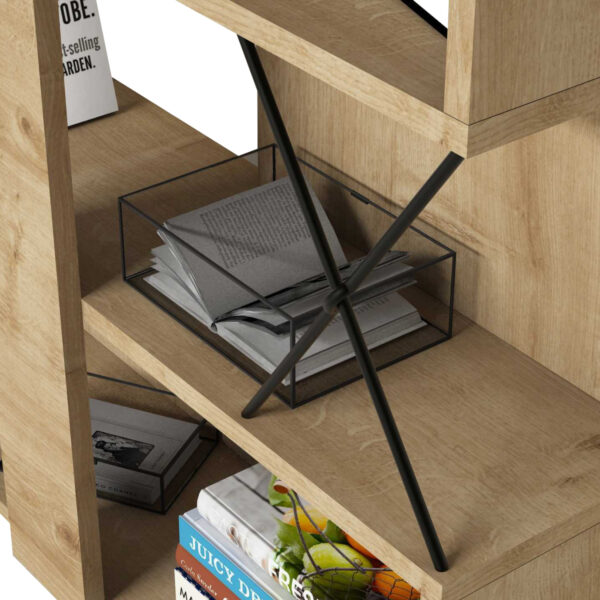 bibliothiki-melaminis-fb9949601-se-fysik-4.jpg ΒΙΒΛΙΟΘΗΚΗ ΜΕΛΑΜΙΝΗΣ HM9496.01 ΣΕ ΦΥΣΙΚΟ ΧΡΩΜΑ-ΜΑΥΡΑ ΜΕΤΑΛΛΙΚΑ ΠΟΔΙΑ 90x22x167.3Yεκ.