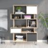ΒΙΒΛΙΟΘΗΚΗ-ΡΑΦΙΕΡΑ Enola GREY OAK-BLACK 100x35x150εκ