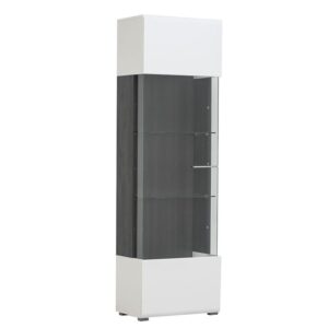 ΒΙΤΡΙΝΑ Enzo 1K VS Λευκό-Black Grey Wood-Λευκή Λάκα 58x35x190εκ f.r.r