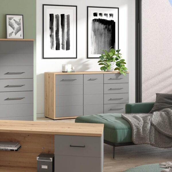ΒΙΤΡΙΝΑ LISABON POP ARTISAN OAK-ΓΚΡΙ ΓΡΑΦΙΤΗΣ-ΓΚΡΙ MAT 89.5*40*141.5