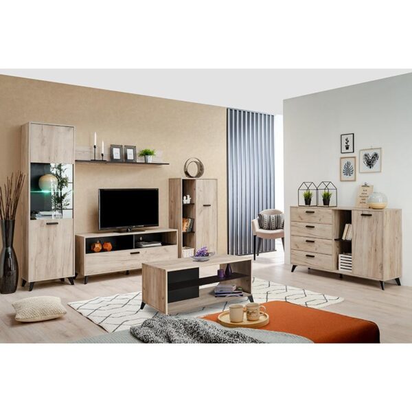 ΒΙΤΡΙΝΑ ΜΟΝΟΦΥΛΛΗ UMBRIA 1K VS GREY OAK-ΜΑΥΡΟ 53x33x191εκ m.b.r