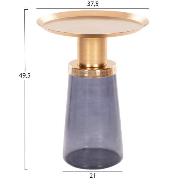 boithitiko-trapezaki-fb99725-mple-gyali-1.jpg ΒΟΗΘΗΤΙΚΟ ΤΡΑΠΕΖΑΚΙ BALLIN HM9725 ΜΠΛΕ ΓΥΑΛΙ-ΧΡΥΣΟ ΜΕΤΑΛΛΟ Φ37,5x49,5Υεκ.