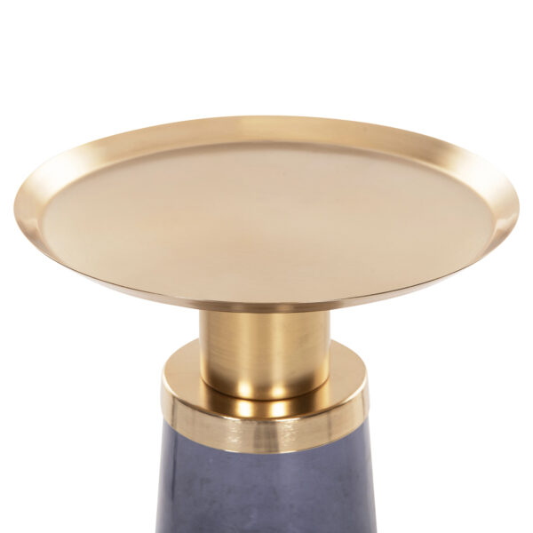 boithitiko-trapezaki-fb99725-mple-gyali-3.jpg ΒΟΗΘΗΤΙΚΟ ΤΡΑΠΕΖΑΚΙ BALLIN HM9725 ΜΠΛΕ ΓΥΑΛΙ-ΧΡΥΣΟ ΜΕΤΑΛΛΟ Φ37,5x49,5Υεκ.