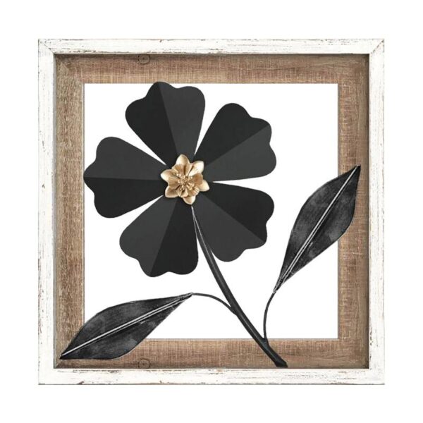 ΔΙΑΚΟΣΜΗΤΙΚΟ ΤΟΙΧΟΥ Fylliana "Flower 059" ΜΕΤΑΛΛΟ-ΞΥΛΟ ΜΑΥΡΟ-ΛΕΥΚΟ 30.5x3x30.5εκ sls