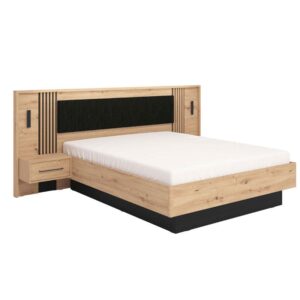 ΔΙΠΛΟ ΚΡΕΒΑΤΙ ASCALON 160 PLUS ARTISAN-ΜΑΥΡΟ ΜΕ ΓΚΡΙ ΥΦΑΣΜΑ 268x209x115εκ