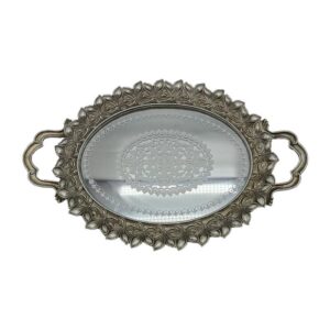 ΔΙΣΚΟΣ ΜΕ ΚΑΘΡΕΦΤΗ Fylliana Flower ΑΣΗΜΙ ΧΡΩΜΑ 40x25x4εκ sls