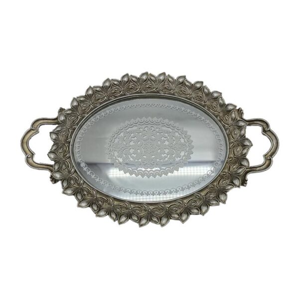 ΔΙΣΚΟΣ ΜΕ ΚΑΘΡΕΦΤΗ Fylliana Flower ΑΣΗΜΙ ΧΡΩΜΑ 40x25x4εκ sls