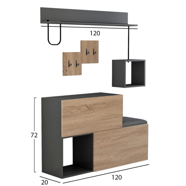 epiplo-eisodoy-fb9895711-melamini-se-son-1.jpg ΕΠΙΠΛΟ ΕΙΣΟΔΟΥ CERB HM8957.11 ΜΕΛΑΜΙΝΗ ΣΕ SONAMA-ΓΚΡΙ 120x20x72Υ εκ.