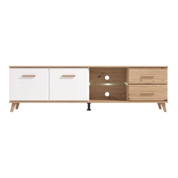 ΕΠΙΠΛΟ ΤΗΛΕΟΡΑΣΗΣ ASCONA ΛΕΥΚΟ-ARTISAN OAK-ΛΕΥΚΟ HIGH GLOSS FOIL 179x40x52εκ
