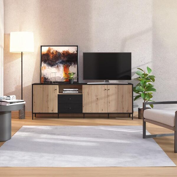 ΕΠΙΠΛΟ ΤΗΛΕΟΡΑΣΗΣ CORREZE 4K2F3V ΜΑΥΡΟ OAK-ARTISAN OAK 208x40x73εκ