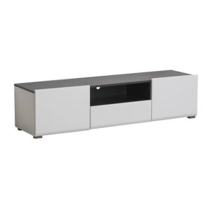 ΕΠΙΠΛΟ ΤΗΛΕΟΡΑΣΗΣ Enzo 150 Λευκό-Black Grey Wood 153x41.5x38.5 f.r.r