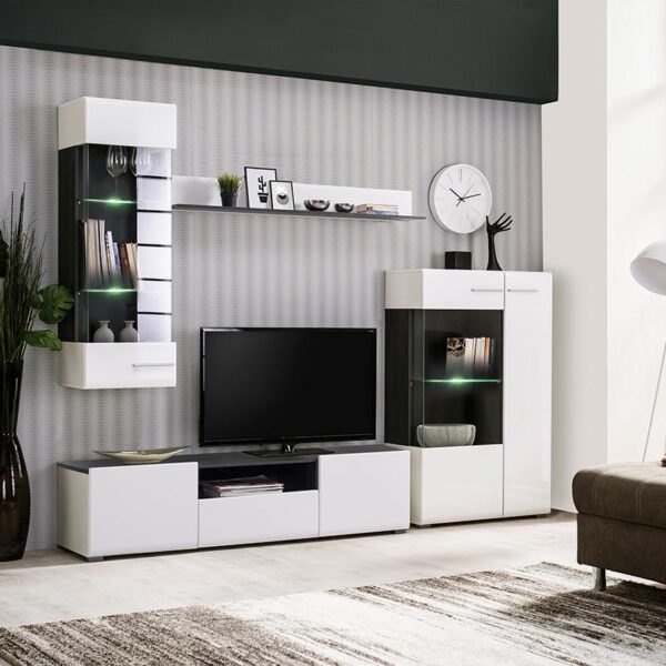 ΕΠΙΠΛΟ ΤΗΛΕΟΡΑΣΗΣ Enzo 150 Λευκό-Black Grey Wood 153x41.5x38.5 f.r.r