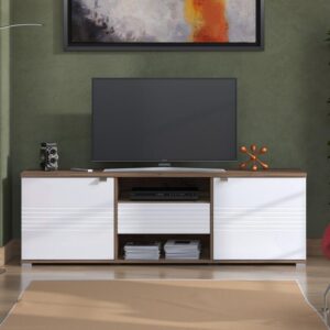 ΕΠΙΠΛΟ ΤΗΛΕΟΡΑΣΗΣ GRENOBLE ΛΕΥΚΟ-FLAGSTAFF OAK-ΛΕΥΚΟ HIGH GLOSS FOIL 176x40x57εκ