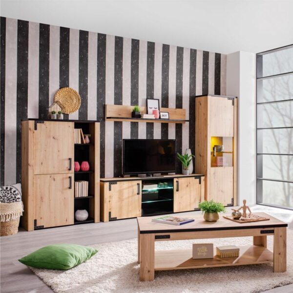 ΕΠΙΠΛΟ ΤΗΛΕΟΡΑΣΗΣ LAZIO 170 ARTISAΝ OAK / ΜΑΥΡΟ 168x40x57εκ