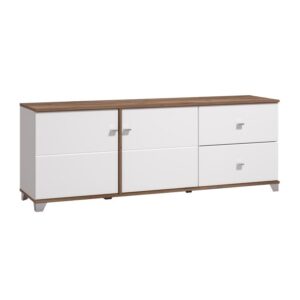 ΕΠΙΠΛΟ TV BURGUNDY 160 3K2F ΛΕΥΚΟ-FLAGSTAFF OAK-ΛΕΥΚΟ HIGH GLOSS FOIL 162x40x51εκ s.p.k