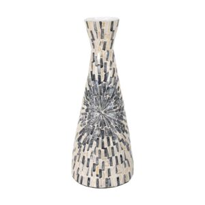 ΕΠΙΤΡΑΠΕΖΙΟ ΒΑΖΟ ΑΠΟ BAMBOO-ΚΟΧΥΛΙ Fylliana FL03 ΓΚΡΙ-ΛΕΥΚΟ ΧΡΩΜΑ 20x50εκ