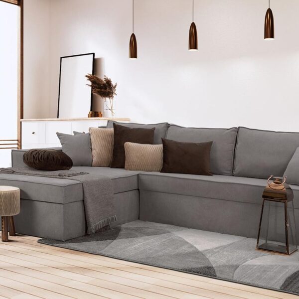 ΚΑΝΑΠΕΣ ΓΩΝΙΑ Fylliana OLYMP 23 ΓΚΡΙ 280x210x80εκ