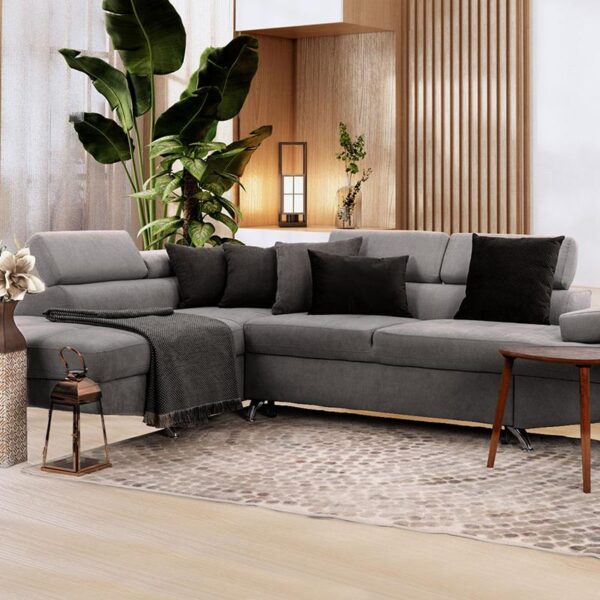 ΚΑΝΑΠΕΣ ΓΩΝΙΑ Fylliana RIOM-M 23+24 ΑΡΙΣΤΕΡΗ ΓΚΡΙ / ΣΚ. ΓΚΡΙ 278x192x79εκ