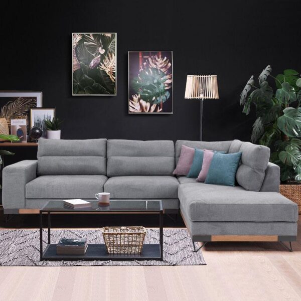 ΚΑΝΑΠΕΣ New Monaco ΔΕΞΙΑ ΓΩΝΙΑ ΓΚΡΙ 300x230x95εκ