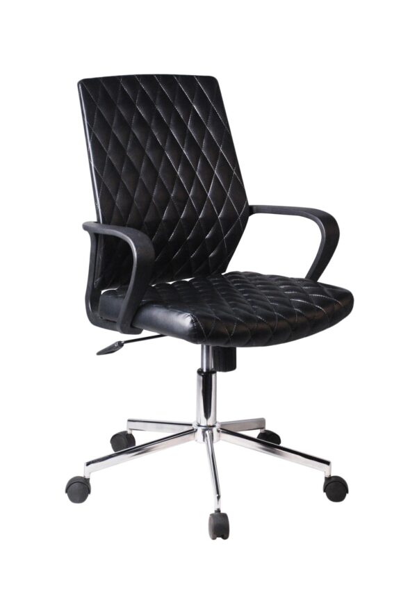 ΚΑΡΕΚΛΑ ΓΡΑΦΕΙΟΥ Fylliana 5568 ΜΑΥΡΟ ΤΕΧΝΟΔΕΡΜΑ 59x61x95/105εκ