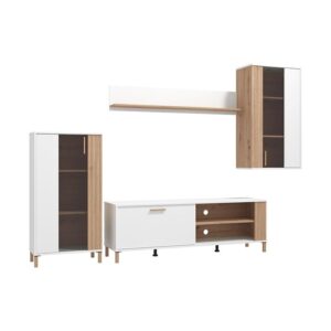 ΚΕΝΤΡΟ ΨΥΧΑΓΩΓΙΑΣ-ΣΥΝΘΕΣΗ BASTIA ARTISAN OAK-ΛΕΥΚΟ 281x40x170εκ jxtr