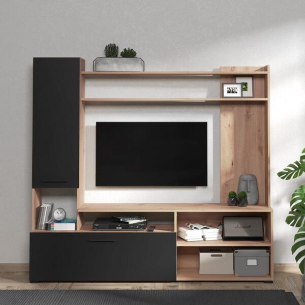ΚΕΝΤΡΟ ΨΥΧΑΓΩΓΙΑΣ-ΣΥΝΘΕΣΗ BRAGA ARTISAN OAK-ΜΑΥΡΟ 168x35x157εκ