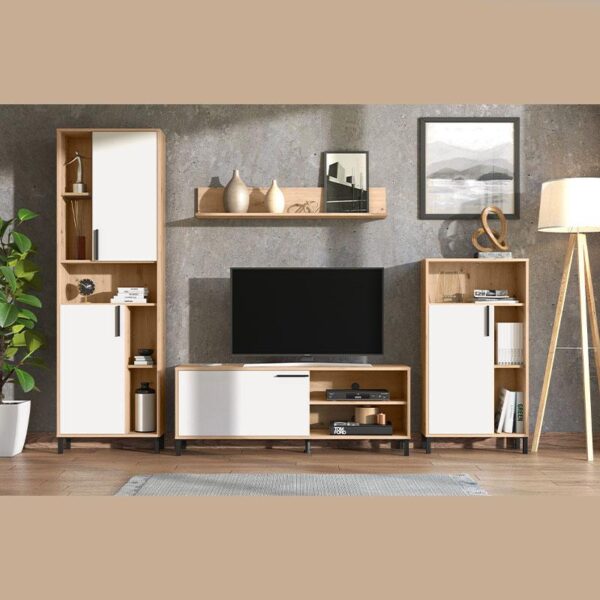 ΚΕΝΤΡΟ ΨΥΧΑΓΩΓΙΑΣ-ΣΥΝΘΕΣΗ CANTAL ARTISAN OAK-ΛΕΥΚΗ ΛΑΚΚΑ 279x38x192εκ