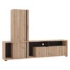 ΚΕΝΤΡΟ ΨΥΧΑΓΩΓΙΑΣ-ΣΥΝΘΕΣΗ CHANIA ARTISAN OAK-ARTISAN OAK ΜΕ ΜΑΥΡΕΣ ΓΡΑΜΜΕΣ-ΜΑΥΡΟ 196x33x140εκ xtrt