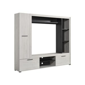 ΚΕΝΤΡΟ ΨΥΧΑΓΩΓΙΑΣ-ΣΥΝΘΕΣΗ LORCA WHITE OAK / ΜΑΥΡΟ 195.5*35*171.5