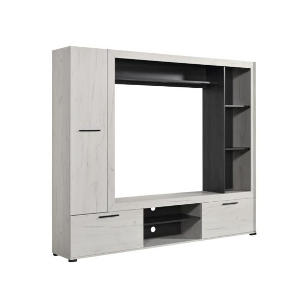 ΚΕΝΤΡΟ ΨΥΧΑΓΩΓΙΑΣ-ΣΥΝΘΕΣΗ LORCA WHITE OAK / ΜΑΥΡΟ 195.5*35*171.5