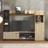 ΚΕΝΤΡΟ ΨΥΧΑΓΩΓΙΑΣ-ΣΥΝΘΕΣΗ RETIMNO ARTISAN OAK-ARTISAN OAK ΜΕ ΜΑΥΡΕΣ ΓΡΑΜΜΕΣ-ΜΑΥΡΟ 208x33x158εκ