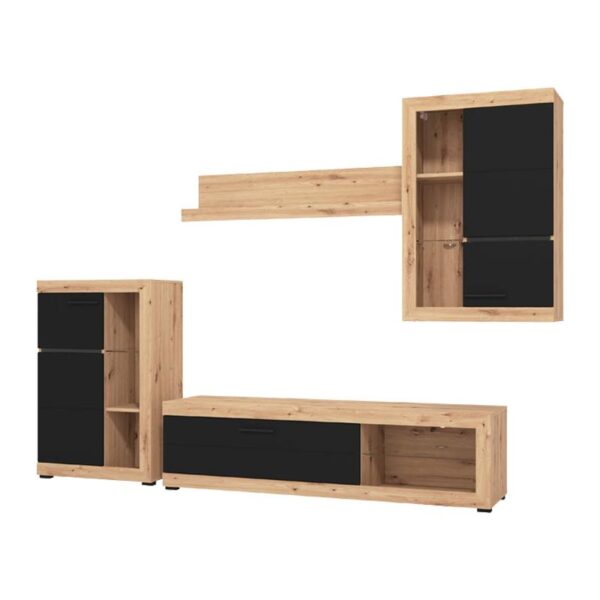 ΚΕΝΤΡΟ ΨΥΧΑΓΩΓΙΑΣ-ΣΥΝΘΕΣΗ ROSSO ARTISAN OAK-BLACK ΜΑΤT FOIL 266x41x186εκ