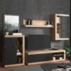 ΚΕΝΤΡΟ ΨΥΧΑΓΩΓΙΑΣ-ΣΥΝΘΕΣΗ ROSSO ARTISAN OAK-BLACK ΜΑΤT FOIL 266x41x186εκ