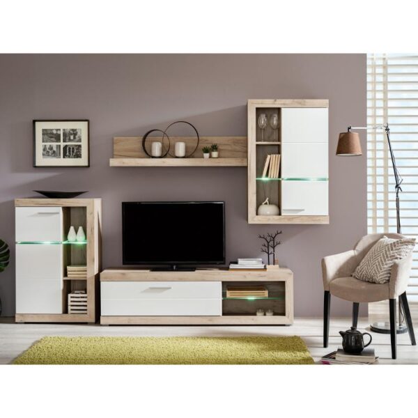 ΚΕΝΤΡΟ ΨΥΧΑΓΩΓΙΑΣ-ΣΥΝΘΕΣΗ ROSSO GREY OAK-ΛΕΥΚΗ ΛΑΚΑ 266x41x186εκ