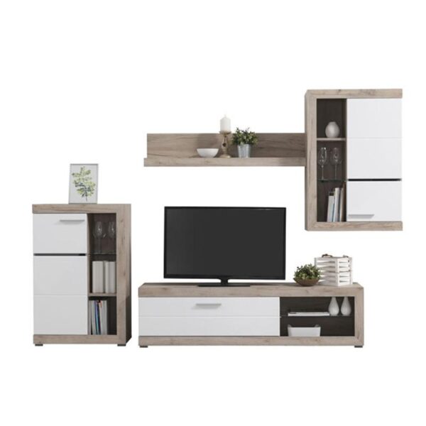 ΚΕΝΤΡΟ ΨΥΧΑΓΩΓΙΑΣ-ΣΥΝΘΕΣΗ ROSSO GREY OAK-ΛΕΥΚΗ ΛΑΚΑ 266x41x186εκ