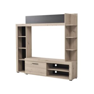ΚΕΝΤΡΟ ΨΥΧΑΓΩΓΙΑΣ-ΣΥΝΘΕΣΗ RUBI GREY OAK / ΜΑΥΡΟ 172x33x157εκ