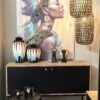 ΚΟΜΟΔΙΝΟ ΜΕ 2 ΣΥΡΤΑΡΙΑ Fylliana Living GREY OAK-ΜΑΥΡΟ ΧΡΩΜΑ 48x40x60εκ