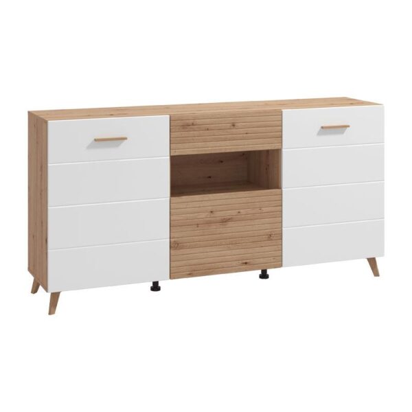 ΚΟΜΟΤΑ ΜΠΟΥΦΕΣ BRETAGNA 3K1F ARTISAN OAK-ΛΕΥΚΟ HIGH GLOSS FOIL 173x41,5x87,5εκ a.p.r