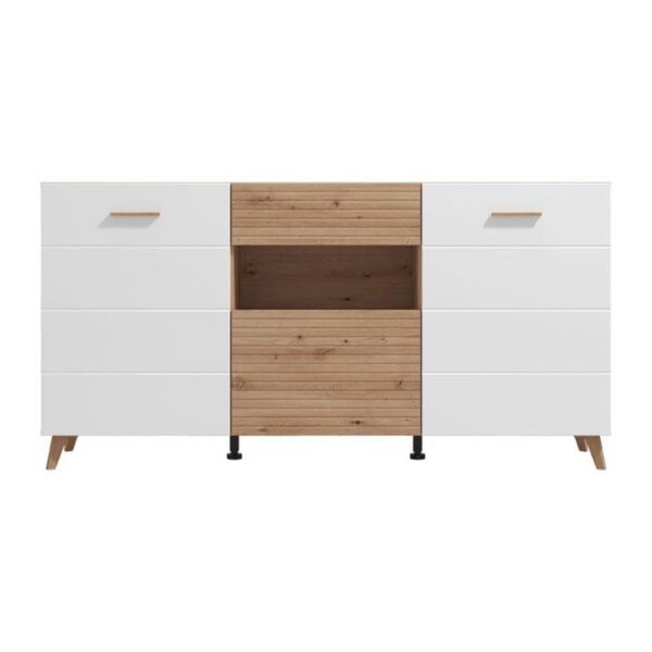 ΚΟΜΟΤΑ ΜΠΟΥΦΕΣ BRETAGNA 3K1F ARTISAN OAK-ΛΕΥΚΟ HIGH GLOSS FOIL 173x41,5x87,5εκ a.p.r