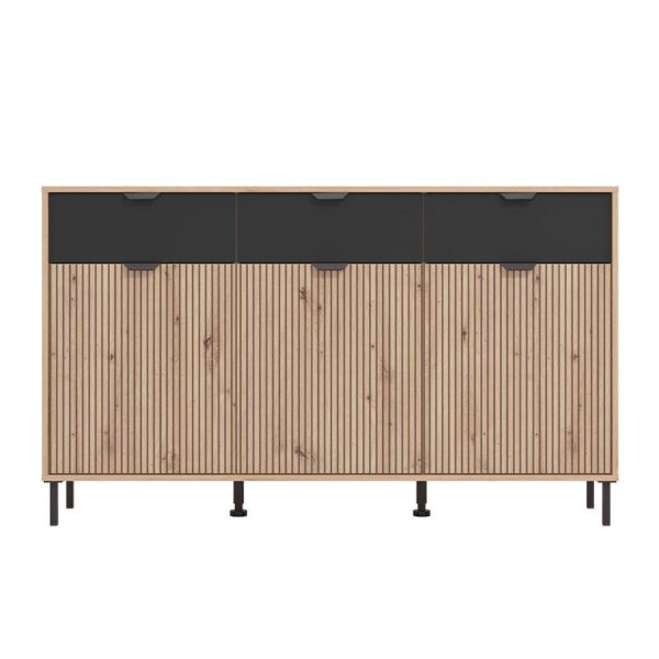 ΚΟΜΟΤΑ-ΜΠΟΥΦΕΣ MAYENNE 3K3F ARTISAN OAK-ΜΑΥΡΟ MAT 157x40x93εκ