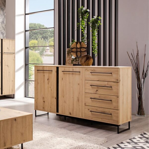 ΚΟΜΟΤΑ-ΜΠΟΥΦΕΣ SARDINIA 3K4F ARTISAN OAK / ΜΑΥΡΟ 159*42*92.5 srd