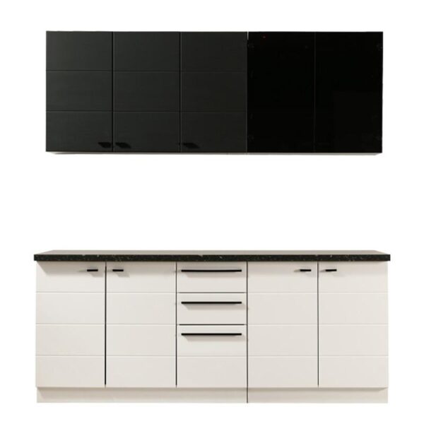 ΚΟΥΖΙΝΑ CLAUDIA 200 ΛΕΥΚΟ-ΜΑΥΡΟ-BLACK MATT FOIL-ΓΚΡΙ CONCRETE-ΜΑΥΡΟ ΓΥΑΛΙ 200*51/31*200