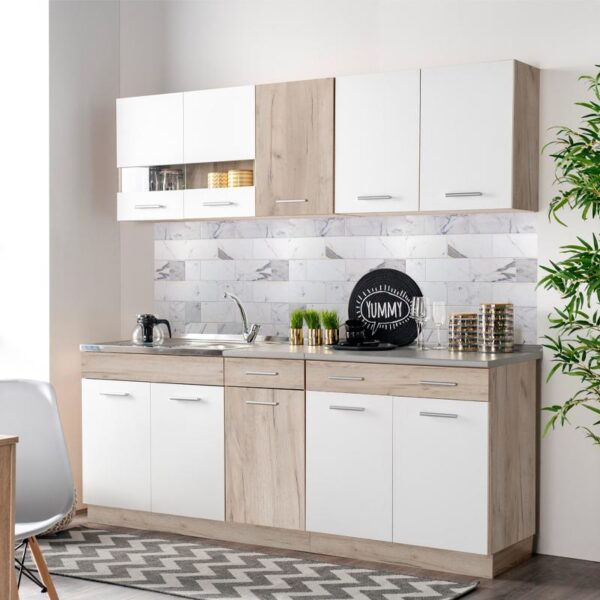 ΚΟΥΖΙΝΑ DALILA 200 GREY OAK / ΛΕΥΚΟ 200*51,5*206,5