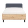 ΚΡΕΒΑΤΙ BARLETTA 120 GREY OAK ΜΕ ΓΚΡΙ ΥΦΑΣΜΑ 131x213,5x85,5εκ (120x200)