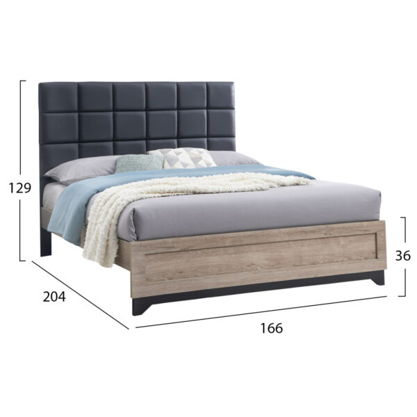 ΚΡΕΒΑΤΙ ΔΙΠΛΟ ΓΙΑ ΣΤΡΩΜΑ 160Χ200 AELIA HM684 ΓΚΡΙ ΥΦΑΣΜΑ & ΠΟΔΙΑ-SONAMA MDF 166x204x129Υεκ.