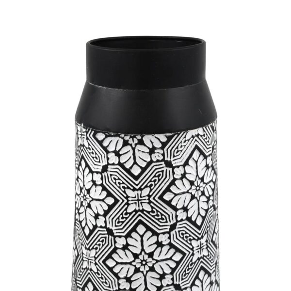 ΜΕΤΑΛΛΙΚΟ ΒΑΖΟ ΔΑΠΕΔΟΥ Fylliana FL8 ΜΑΥΡΟ-ΑΣΠΡΟ ΧΡΩΜΑ 18x51εκ