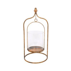 ΜΕΤΑΛΛΙΚΟ ΦΑΝΑΡΙ ΜΕ ΓΥΑΛΙ Fylliana "BIRD" 41*20*13.5εκ sls