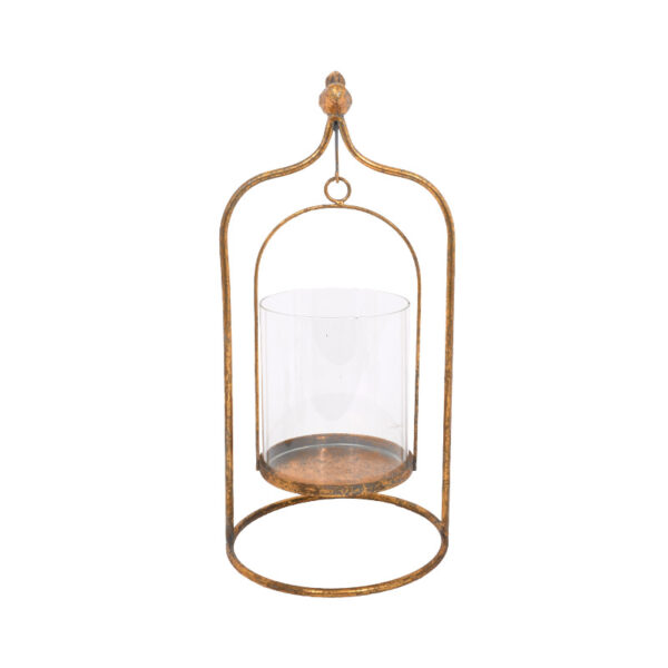ΜΕΤΑΛΛΙΚΟ ΦΑΝΑΡΙ ΜΕ ΓΥΑΛΙ Fylliana "BIRD" 41*20*13.5εκ sls
