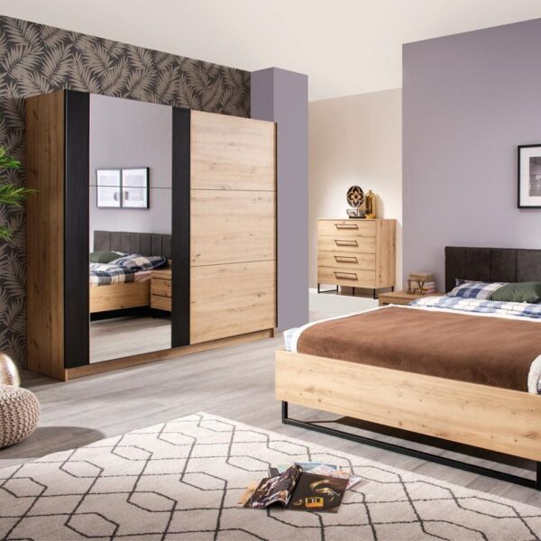 ΝΤΟΥΛΑΠΑ SARDINIA 220 OG ARTISAN OAK / ΜΑΥΡΟ 217x62.5x210εκ
