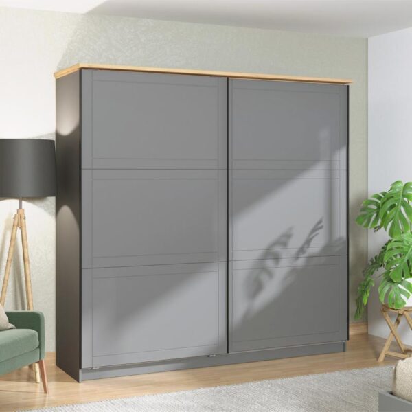 ΝΤΟΥΛΑΠΑ VALENCIA 220 ΓΚΡΙ-ARTISAN OAK-ΓΚΡΙ ΜΑΤ 220*62.5*214εκ